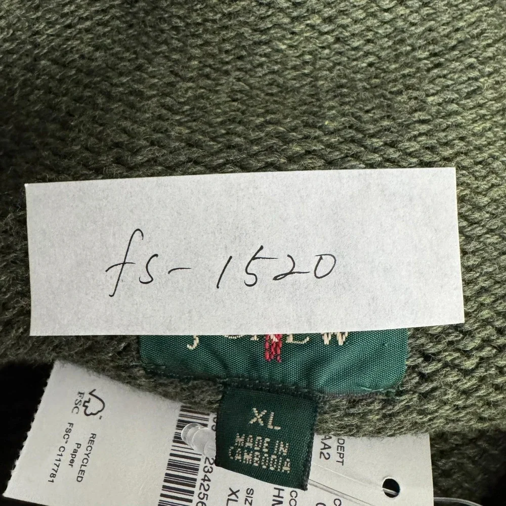 J. Crew 1988 Rollneck‎ Sweater Mens XL Green Cotton Solid NWT FS-1520